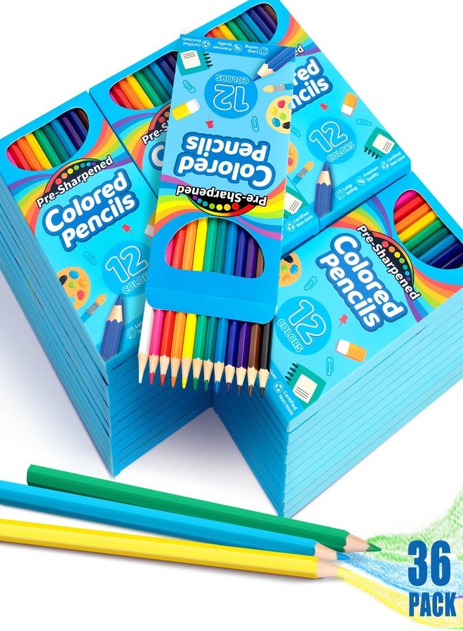 Jumlys 432 Count Colored Pencils Bulk for Kids, 36 Packs Pre-sharpened Coloring Pencils in 12 Colors, Bulk School Supplies for Teachers, Ideal Back to School Supplies & Classroom Prizes - Image 1